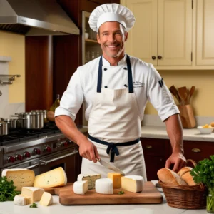 Alimento, cheese blogger, crafting recipes in a cozy kitchen setting.