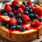 Family and friends enjoying slices of gluten-free cheesecake in a cozy dining room with soft lighting.